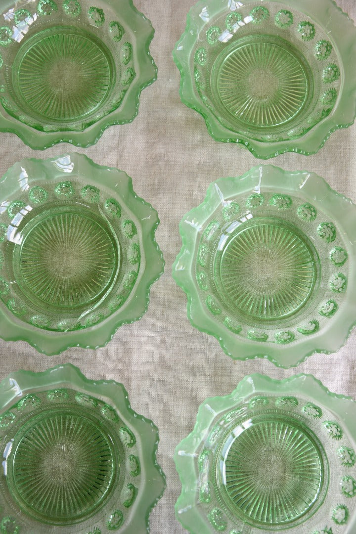 Vintage Green Glass Dessert Set