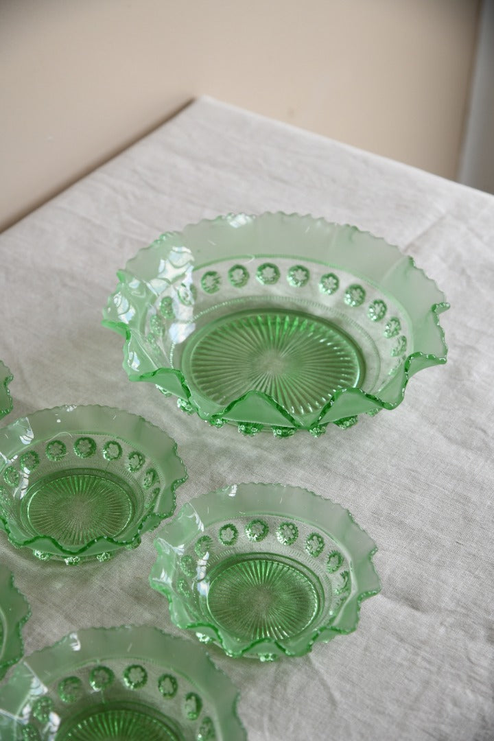 Vintage Green Glass Dessert Set