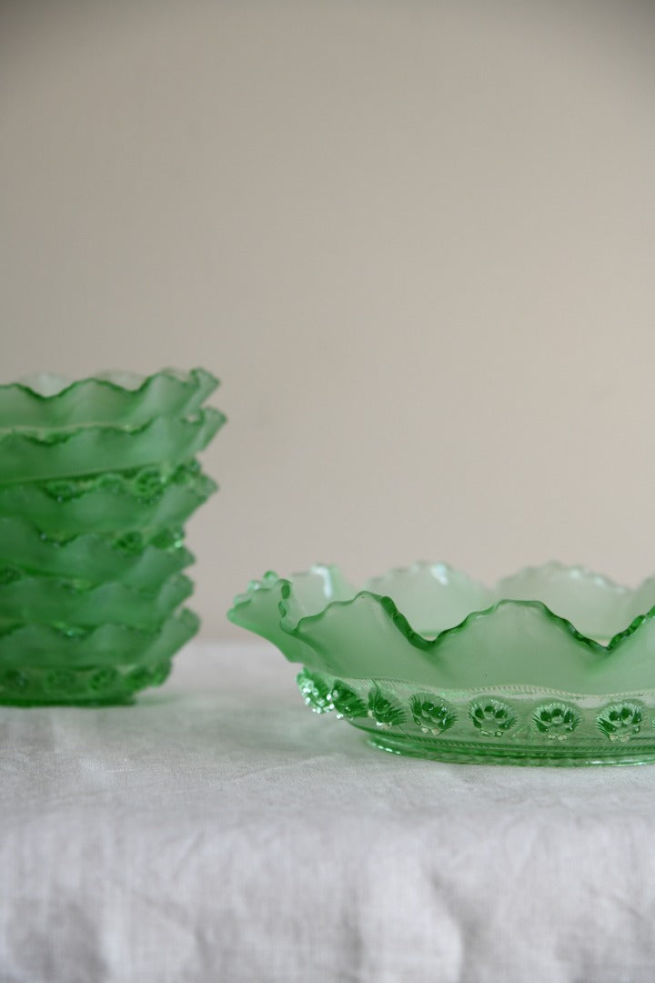 Vintage Green Glass Dessert Set