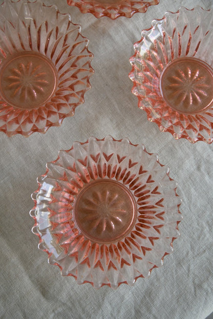 4 Vintage Pink Glass Bowls
