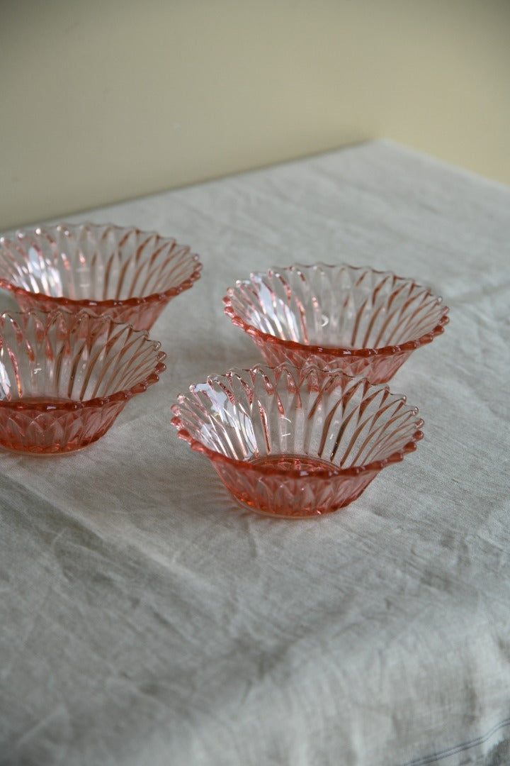 4 Vintage Pink Glass Bowls