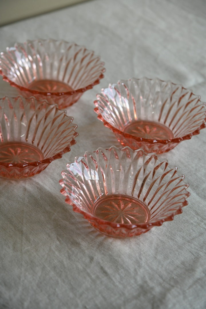 4 Vintage Pink Glass Bowls