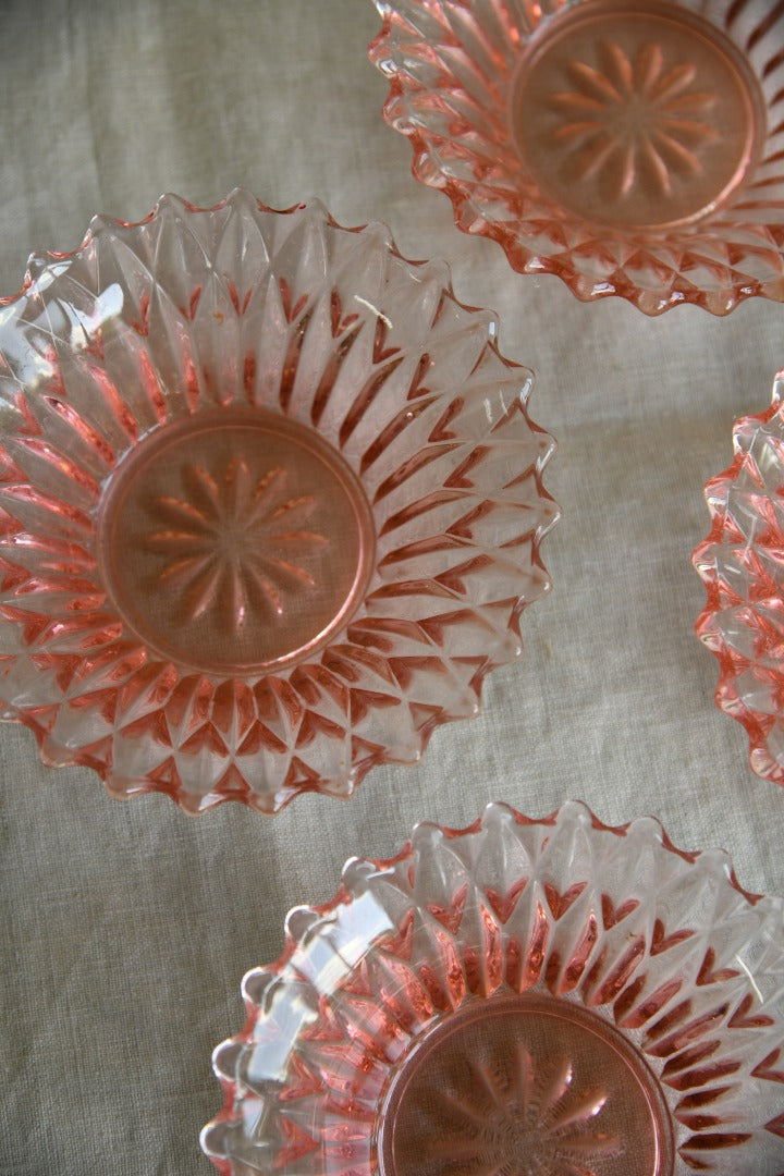 4 Vintage Pink Glass Bowls