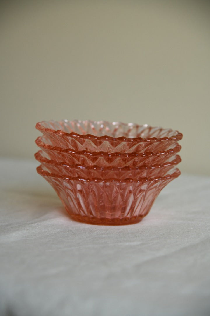 4 Vintage Pink Glass Bowls