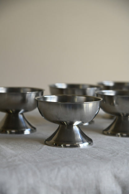 6 Retro Danish Stainless Ice Cream Dishes