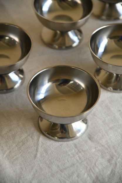 6 Retro Danish Stainless Ice Cream Dishes