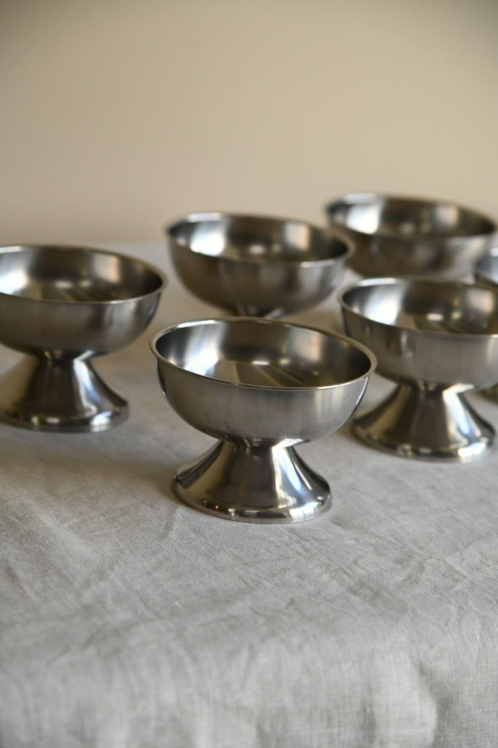 6 Retro Danish Stainless Ice Cream Dishes