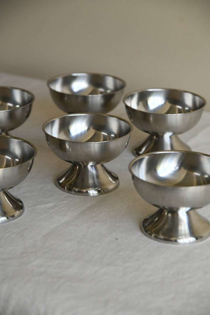 6 Retro Danish Stainless Ice Cream Dishes