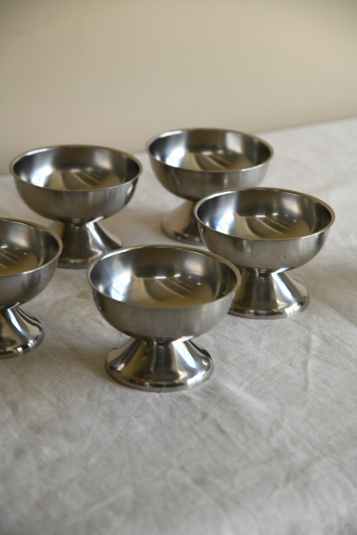 6 Retro Danish Stainless Ice Cream Dishes