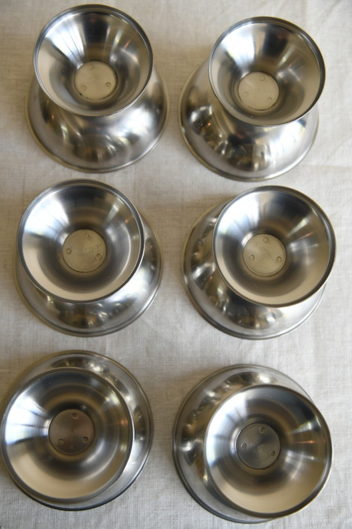 6 Retro Danish Stainless Ice Cream Dishes