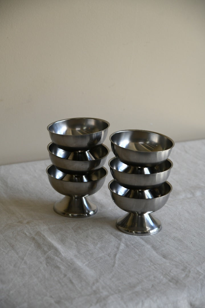 6 Retro Danish Stainless Ice Cream Dishes