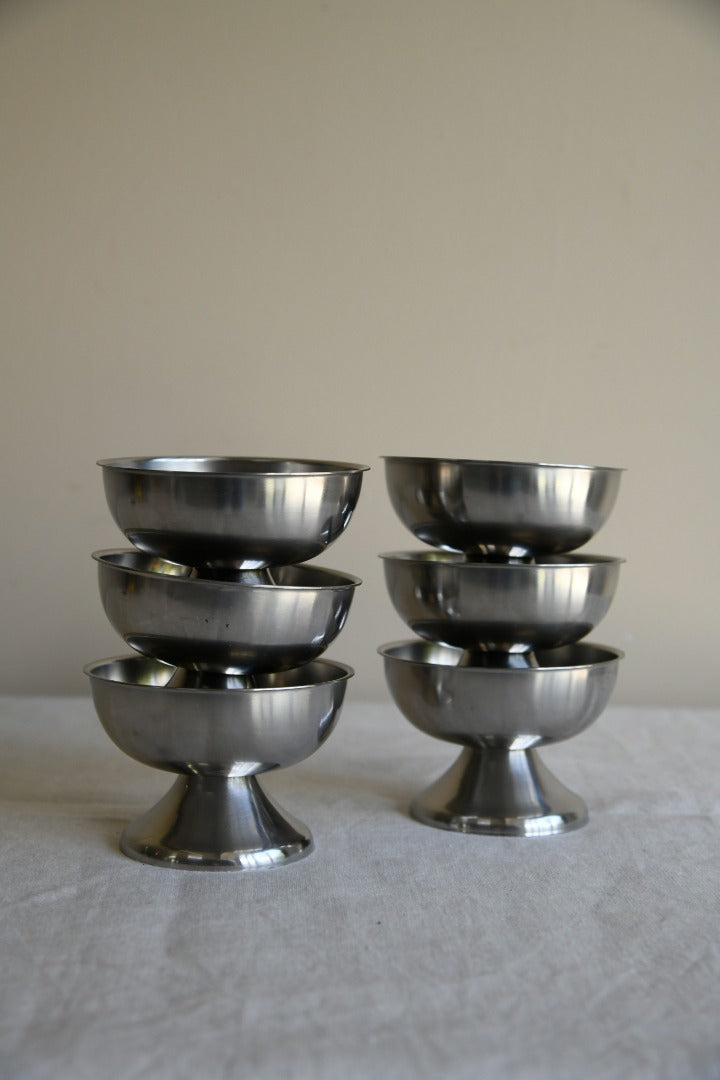 6 Retro Danish Stainless Ice Cream Dishes