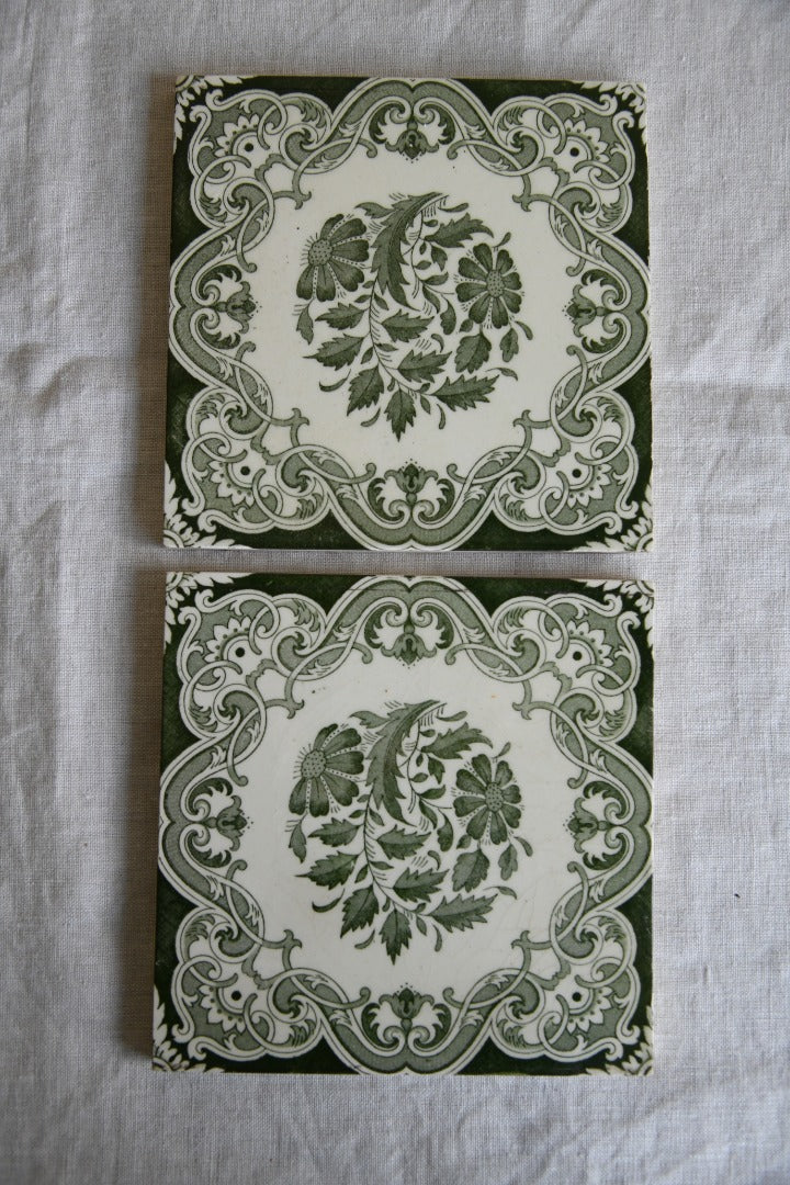 2 Minton Victorian Green Tiles