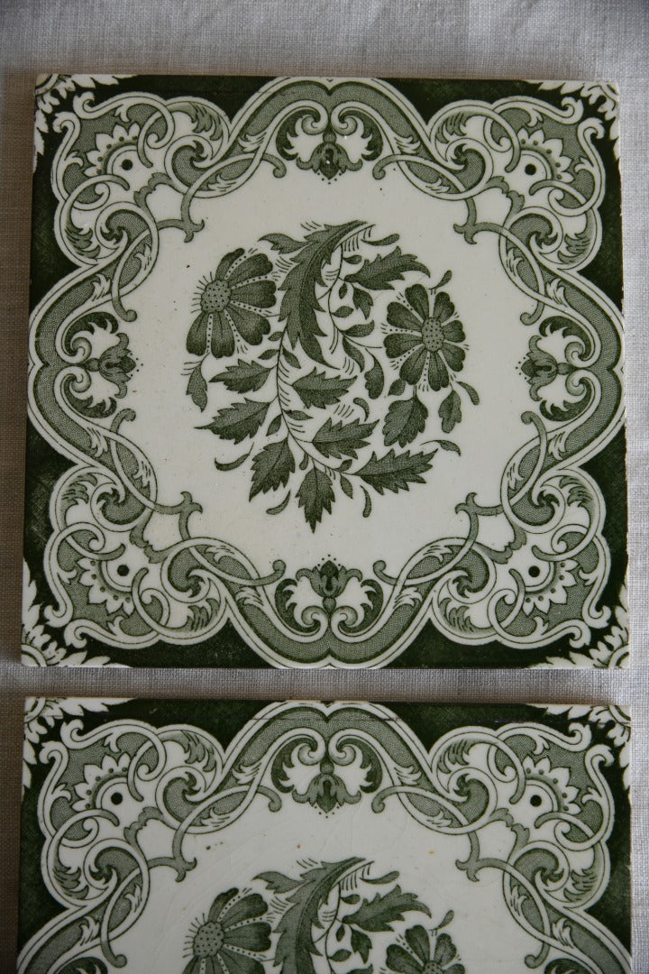 2 Minton Victorian Green Tiles