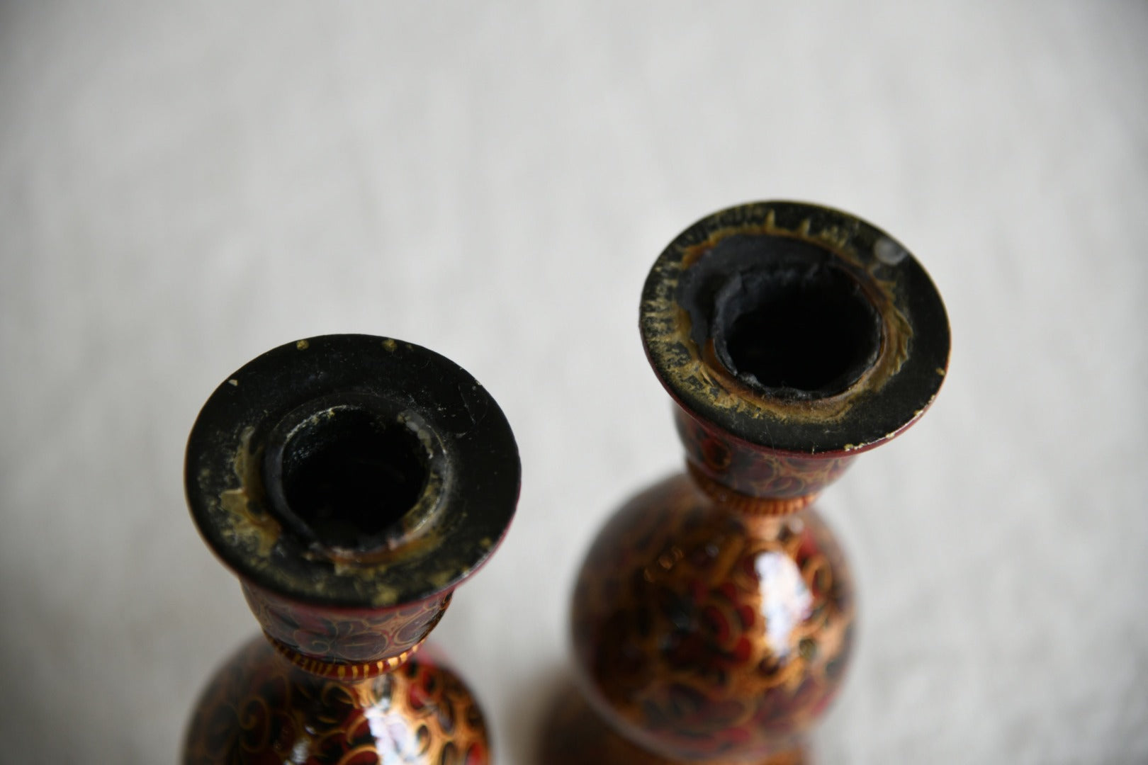 Pair Red Kashmiri Candlesticks