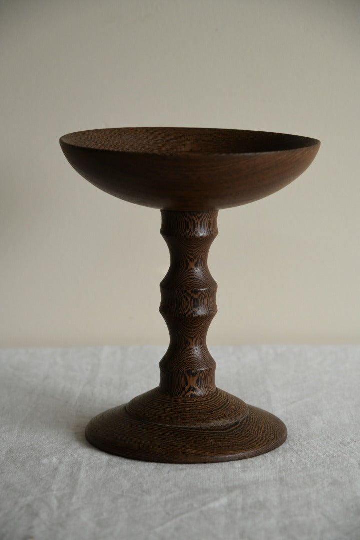 Wooden order turned pedestal bowl