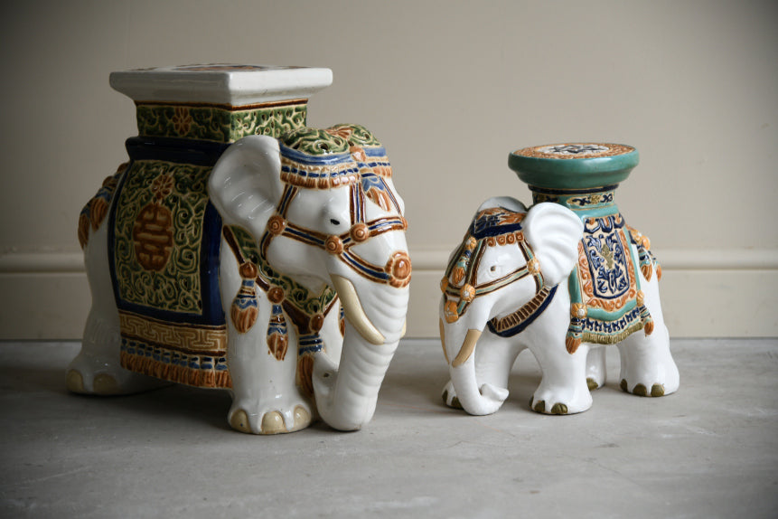 Glazed Ceramic Elephant Plant Stands