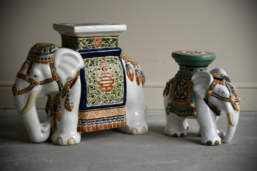 Glazed Ceramic Elephant Plant Stands