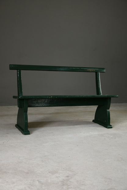 Vintage Green Painted Pine Bench