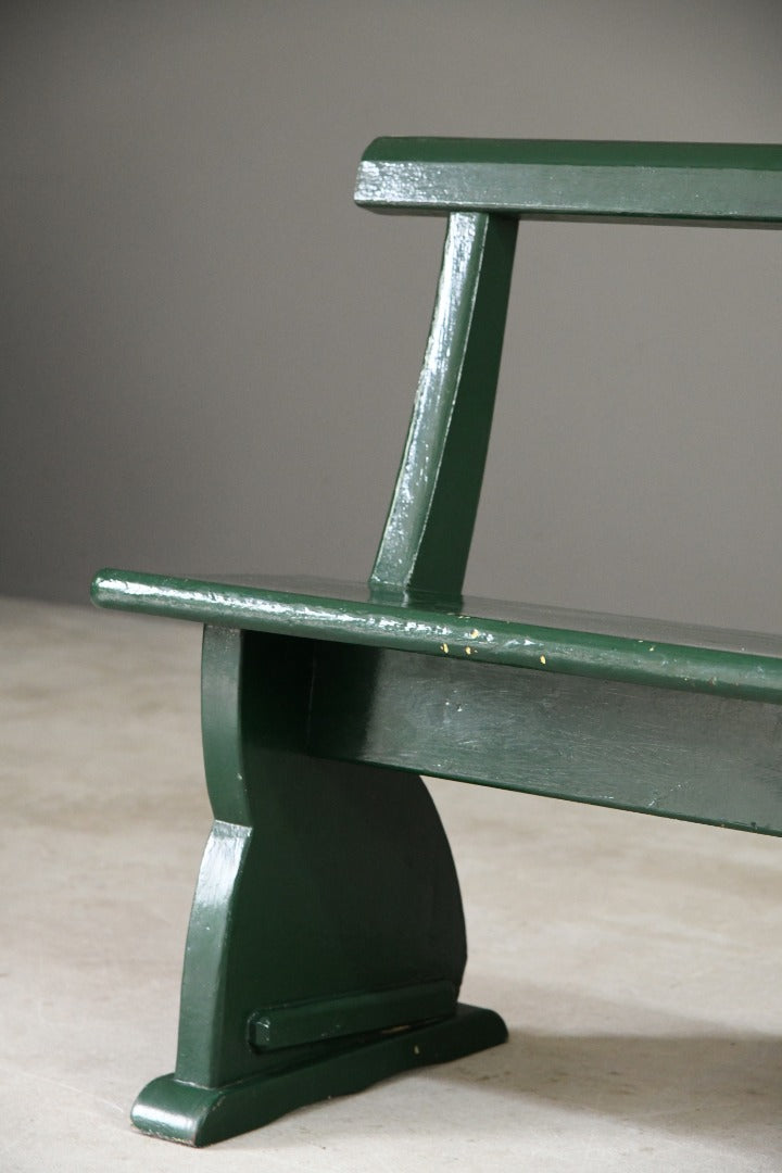 Vintage Green Painted Pine Bench