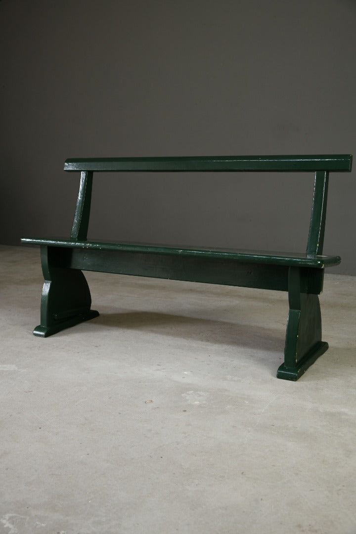 Vintage Green Painted Pine Bench