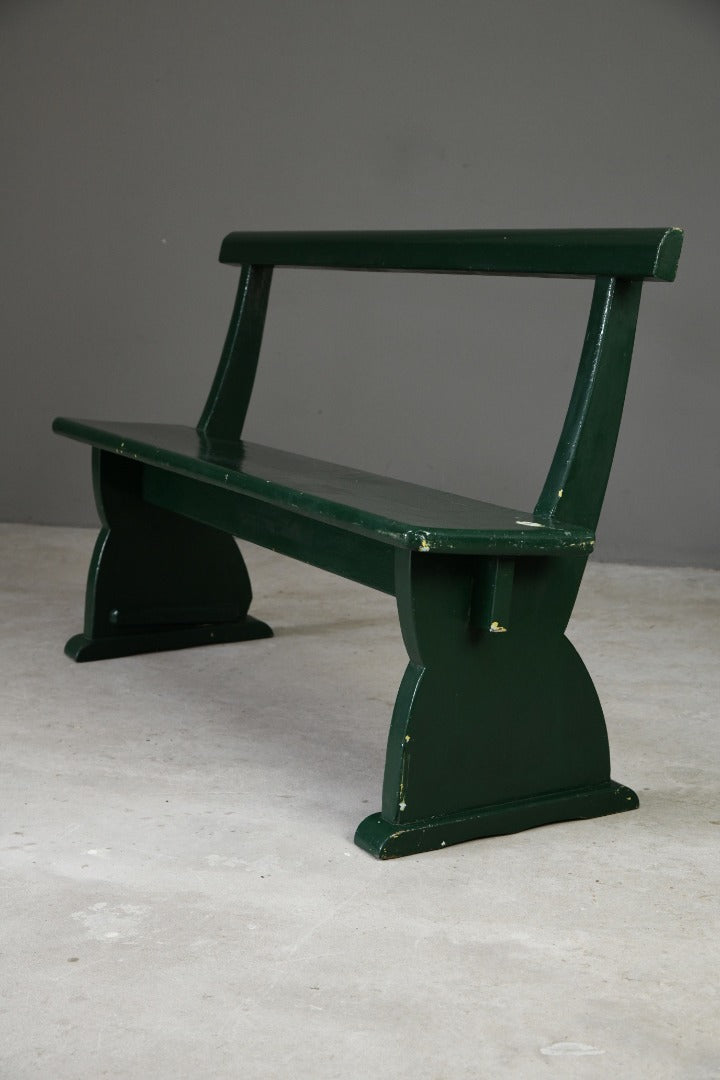 Vintage Green Painted Pine Bench