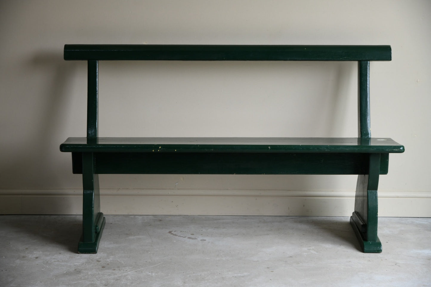 Vintage Green Painted Pine Bench