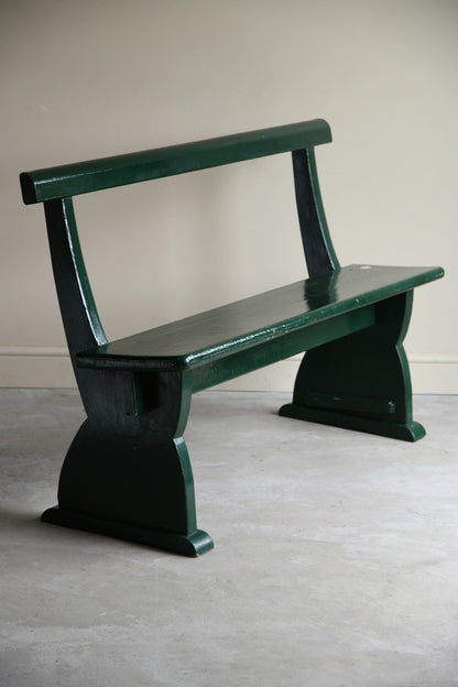 Vintage Green Painted Pine Bench