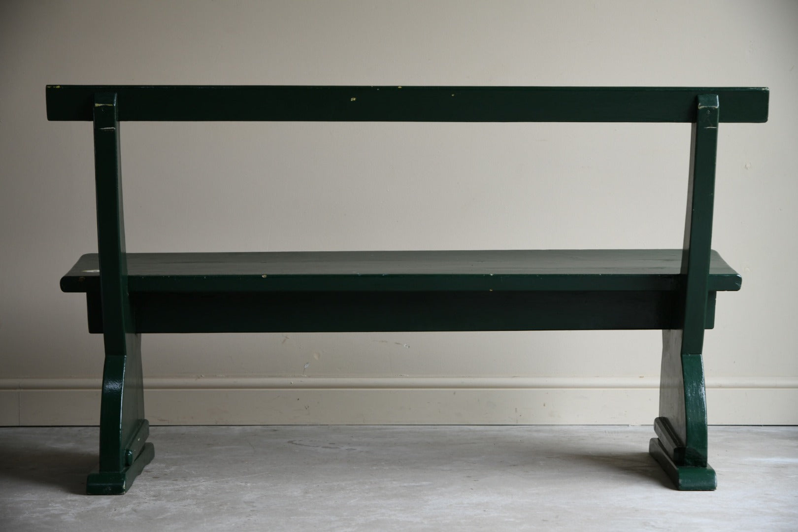 Vintage Green Painted Pine Bench