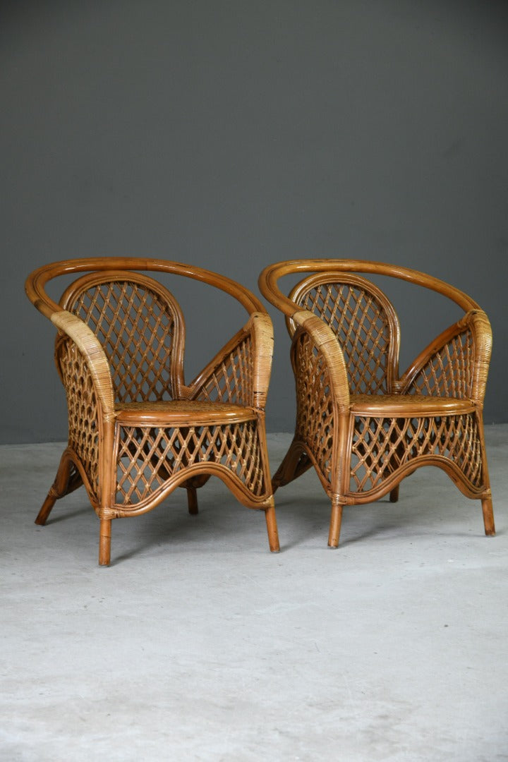 Pair Vintage Cane Chairs