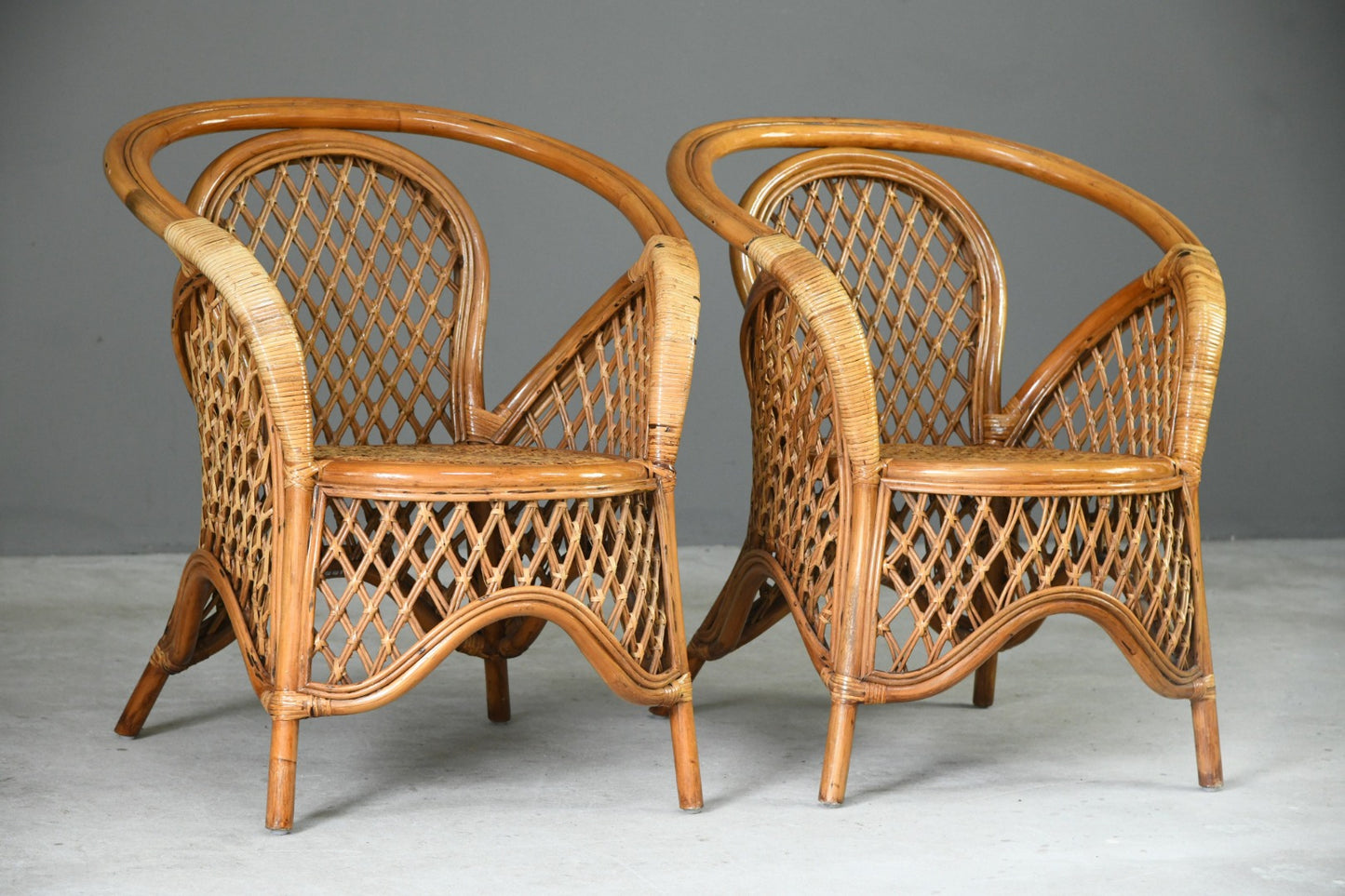 Pair Vintage Cane Chairs