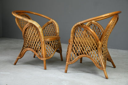 Pair Vintage Cane Chairs