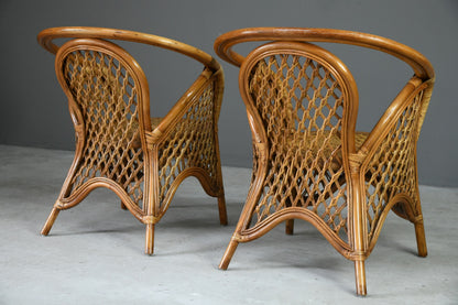 Pair Vintage Cane Chairs