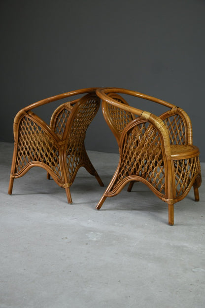 Pair Vintage Cane Chairs