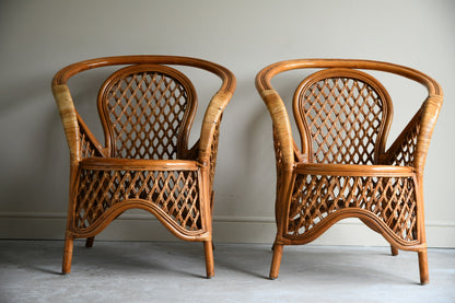 Pair Vintage Cane Chairs