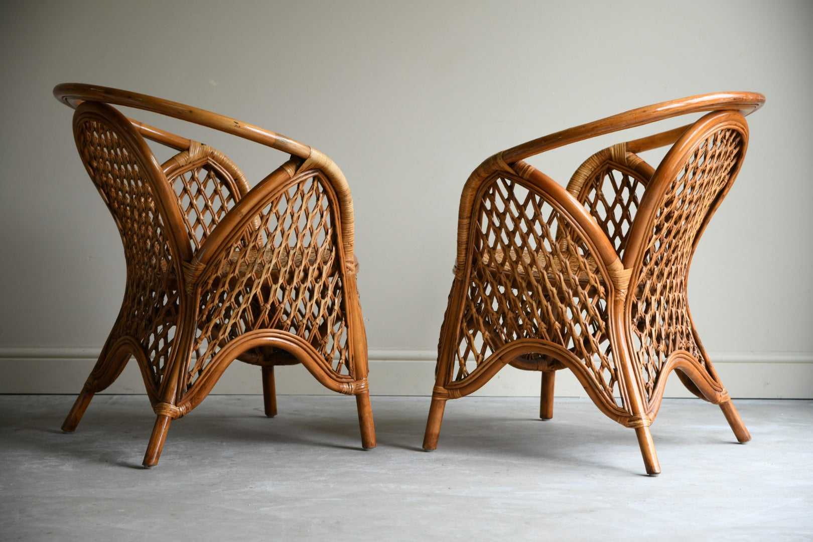 Pair Vintage Cane Chairs