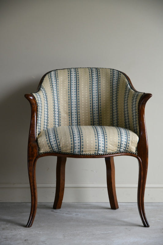 Upholstered Oak Tub Chair