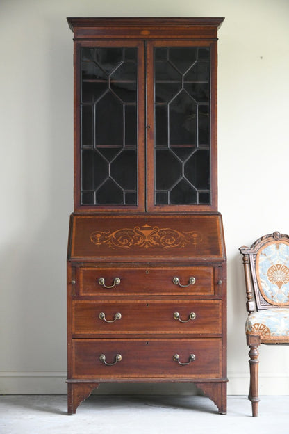 Edwardian Antique Mahogany Glazed Bookcase
