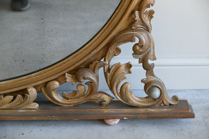 Large Gilt Wood Oval Overmantle Mirror