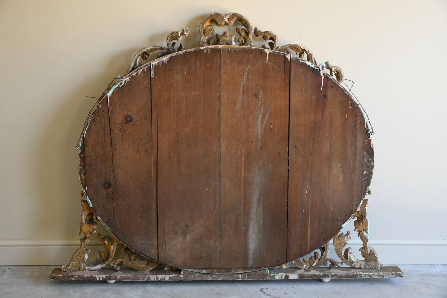 Large Gilt Wood Oval Overmantle Mirror