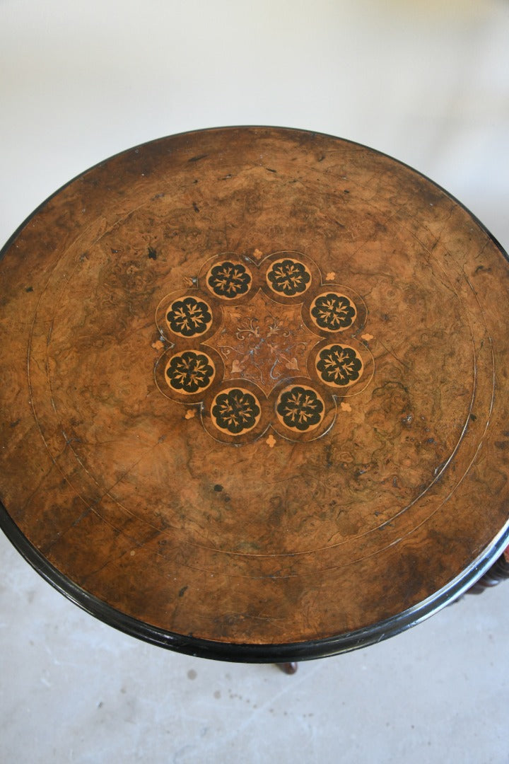 Ornate Victorian Inlaid Walnut Occasional Table