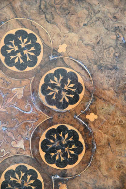 Ornate Victorian Inlaid Walnut Occasional Table