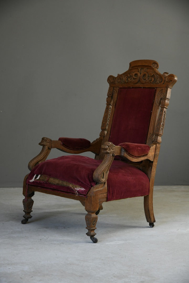 Carved Victorian Library Chair