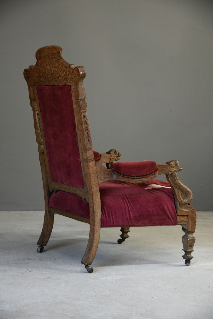 Carved Victorian Library Chair