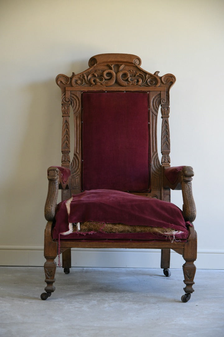 Carved Victorian Library Chair