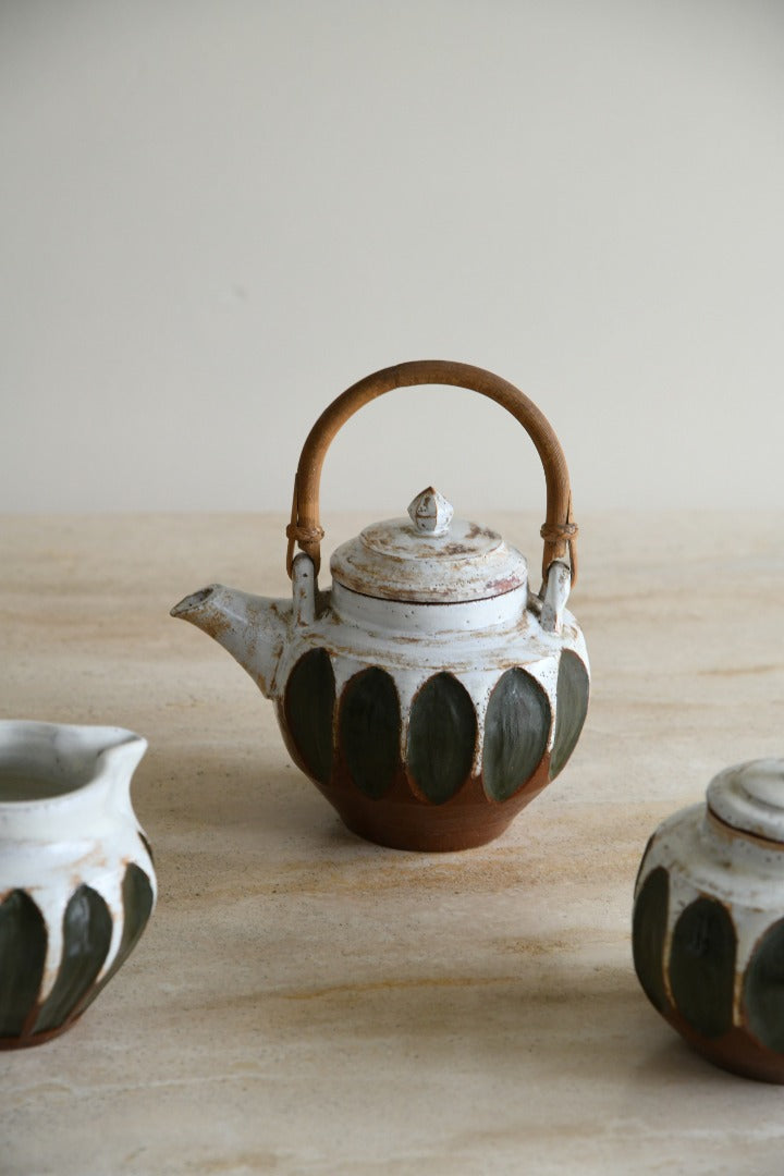 Glazed Earthenware Teapot Jug & Sugar Bowl