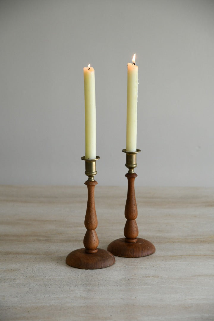 Brass & Wood Candlestick