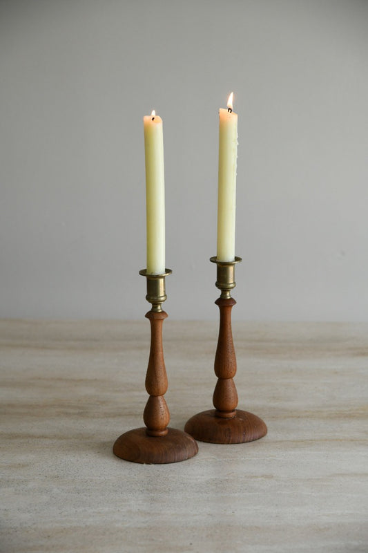 Brass & Wood Candlestick