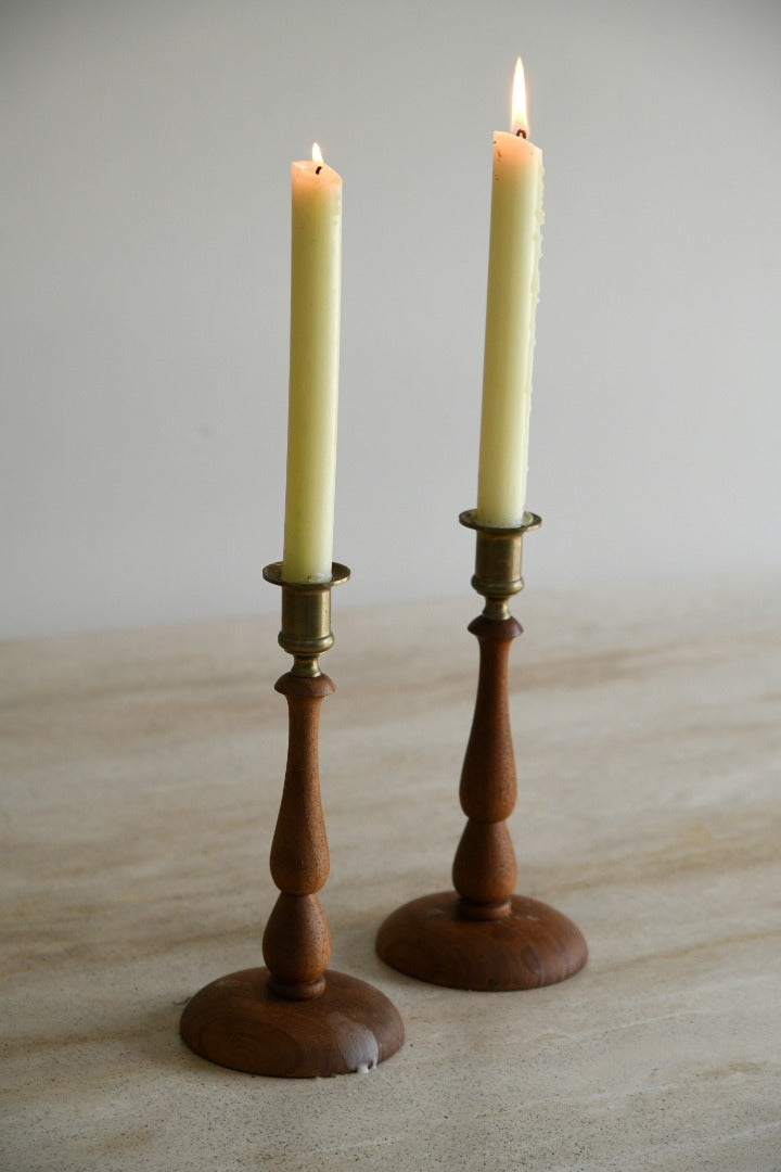 Brass & Wood Candlestick