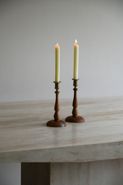 Brass & Wood Candlestick